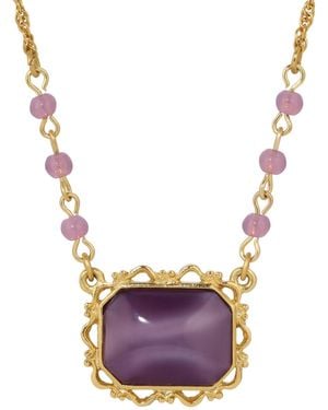 2028 Moonstone Acrylic Bead Pendant Necklace - Purple