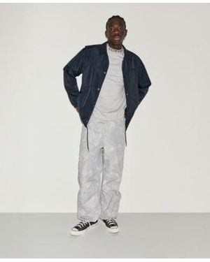 Converse Classic Fit Snap Closure Jacket Mock Neck T Shirt Styled With The Box Pattern Wide Leg Cargo Pants - Blue