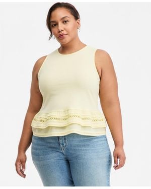 On 34th Trendy Plus Size Ruffle-hem Square-neck Tank - Green