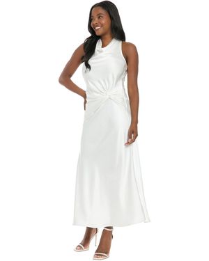 Ivy & Blu Ivy + Blu Cowl Neck Side Twist Sleeveless Midi Dress - White