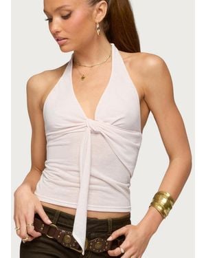 Edikted Belindah Twist Front Halter Top - White