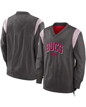 Nike Tampa Bay Buccaneers Sideline Athletic Stack V-neck Pullover Windshirt Jacket - Gray