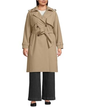 Lands' End Plus Size Squall Waterproof Modern Trench Raincoat - Natural