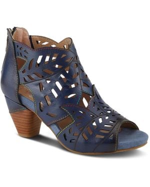 L'ARTISTE L Artiste S Icon Laser-cut Leather Bootie - Blue