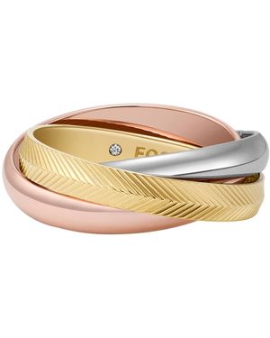 Fossil Harlow Interlocking Links Stainless Steel Band Ring - White
