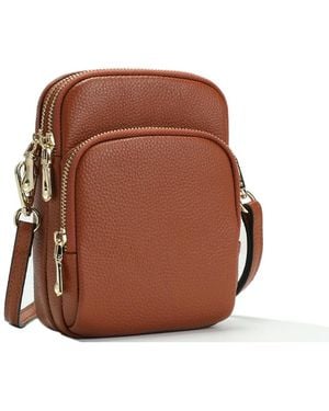 Susu Pebbled Leather Top Handle Satchel Bag Convertible Medium Size Soft Crossbody Purse - Brown