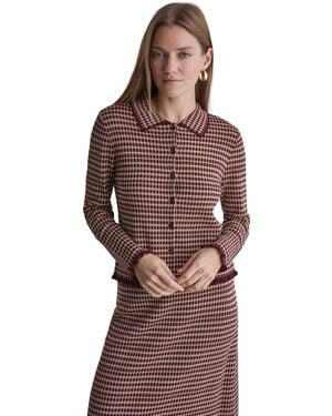 BCBGMAXAZRIA Plaid Collared Long-sleeve Cardigan