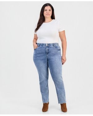 Democracy Trendy Plus Size Absolution High-rise Slim Straight-leg Jeans - Blue