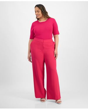 Tahari Asl Plus Size Wide-leg Pants - Red