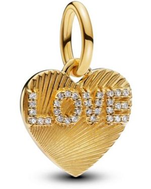 PANDORA Plated Engravable Love Heart Dangle Charms - Metallic