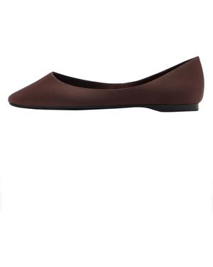 Mango Square-toe Satin Ballet Flats - Brown