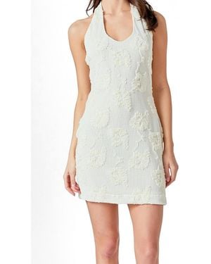 Endless Rose Mesh Embroidered Halter Mini Dress - White