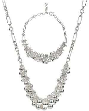 Bearfruit Jewelry Sterling Vivienne Statement Bouquet Chain Necklace & Bracelet Set - White