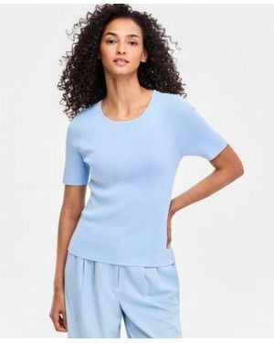 Tahari Short Sleeve Sweater T Shirt - Blue