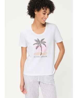 Olsen Embroidered Placement Print T-shirt - White