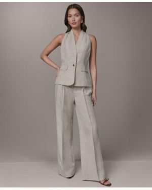 Donna Karan One Button Vest High Waisted Pants - Gray