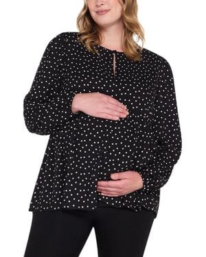 Motherhood Maternity Maternity Bishop-sleeve Keyhole Empire Waist Blouse - Black