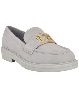 Guess Shuttle Logo Hardware Round Toe Loafers - Gray