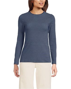 Lands' End Lightweight Jersey Skimming Long Sleeve Crew Neck T-shirt - Blue