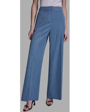 BCBGMAXAZRIA High Rise Denim Wide Leg Pants - Blue
