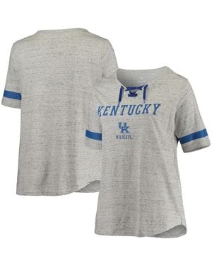 Profile Heathered Gray/royal Kentucky Wildcats Plus Size Lace-up V-neck T-shirt