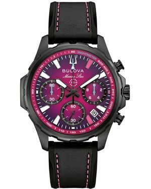 Bulova E1 Grand Prix Series B Leather And Silicone Rubber Watch 41mm - Purple