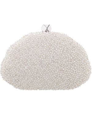 Nina Hera Beaded Shell Shaped Small Clutch Handbag - White