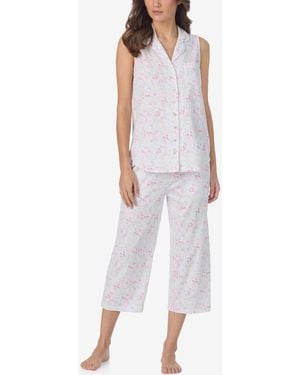 Eileen West Sleeveless Notch Collar Top & Capri Pajama - Purple