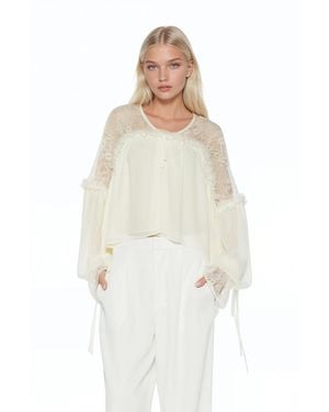 Alexia Admor Indigo Lace Cotton Blouse - White