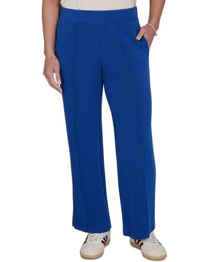Ruby Rd. Petite Pull-on Wide-leg Knit Pants - Blue