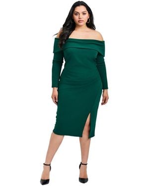 Avenue Collette Off Shoulder Gathered Waist Dress - Green