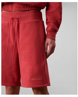 Calvin Klein Fleece Mid Rise Shorts - Red