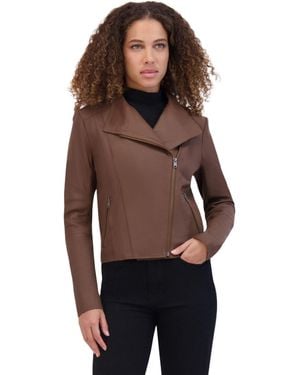 Andrew Marc Felix Moto Leather Jacket - Brown