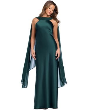 Xscape Petite High-neck Cape-back Sleeveless Gown - Green