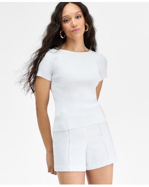 INC International Concepts Short-sleeve Sweater - White