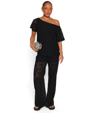 Petal & Pup Tucker Lace Pant Set - Black