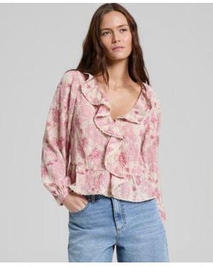 And Now This Now This Ruffled Peplum Top Macys Exclusive - Red