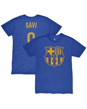 1863fc Gavi Barcelona Player Name Number Twisted Tri-blend Slub T-shirt - Blue