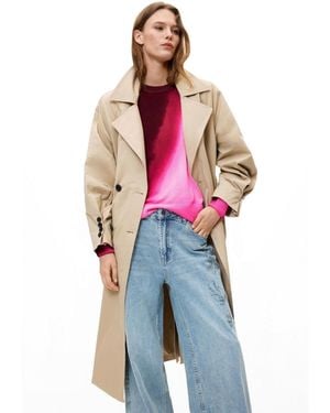 Desigual Double-breasted Long Unlined Cotton-blend Trench Coat - Blue