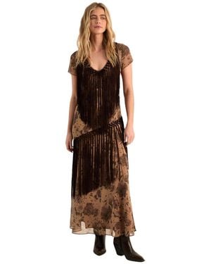 Nasty Gal Floral Chiffon Fringe Maxi Dress - Brown