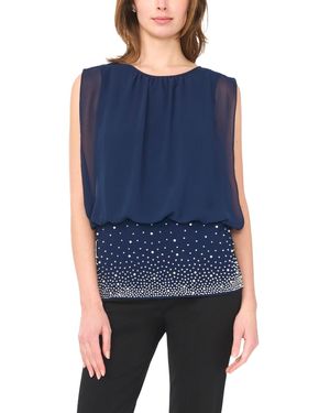 Msk Crew Neck Sleeveless Top - Blue