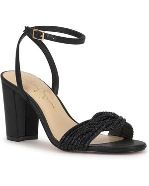 Jessica Simpson Sienea Rhinestone Knot Dress Sandals - Black