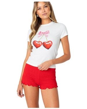 Edikted Cherry Heart T Shirt - Red