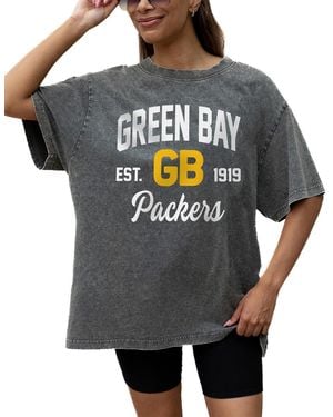 Gameday Couture Green Bay Packers Throwback Oversized Snow Wash T-shirt - Gray
