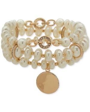 Anne Klein Imitation Gold-tone 3-row Stretch Bracelet - Metallic