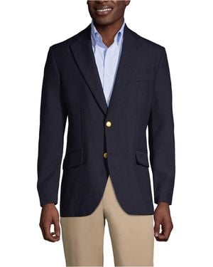 Lands' End School Uniform Long Hopsack Blazer - Blue