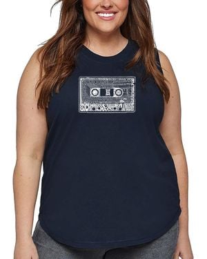 LA Pop Art Plus Size 80's Music Word Art Tank Top - Blue