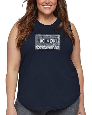 LA Pop Art Plus Size 80's Music Word Art Tank Top - Blue