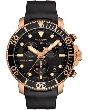 Tissot Swiss Chronograph Seastar 1000 Rubber Strap Diver Watch 45.5mm - Black