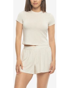 Felina Lena Modal Linen T-shirt And Boxer Shorts Set Style 920226 - White